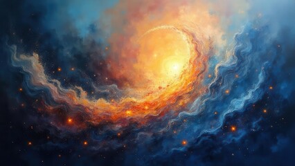 Fototapeta premium Abstract glitter streaks. An intricate voyage of hyper-dense laser ribbons meandering over a dynamic plane of electric twilight colors