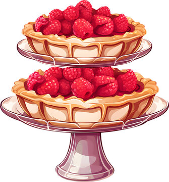 raspberry tarts on cake stand clip art preview
