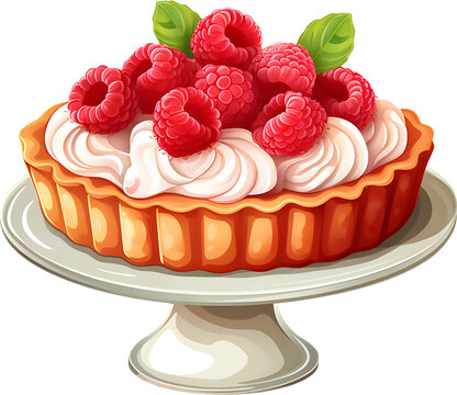 raspberry tart on cake stand clip art preview