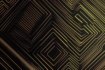 Abstract dark geometric background featuring glowing golden lines and sparkles, creating a modern, futuristic, and elegant design.