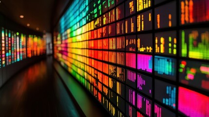 Warehouse management screen with live analytics close up organized stock flow whimsical overlay office space