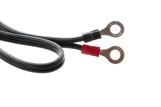 Insulated cable with a ring terminal Compatible with M6 and M8 screws, plus and minus tip for DC, cut out
