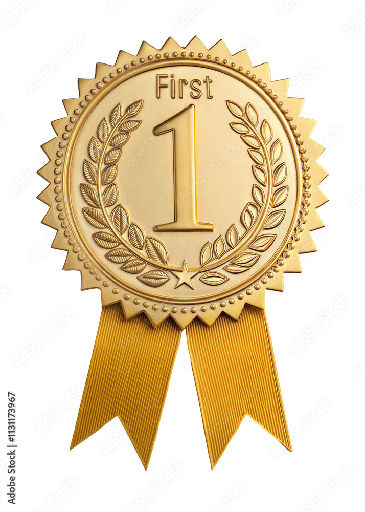 Aufkleber Golden badge for first prize winner. isolated on transparent background with a clipping path	
