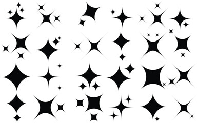 Shine star sparkle icons set. Blink twinkle stars collection. Effect shine, glitter, twinkling and clean vector illustration.