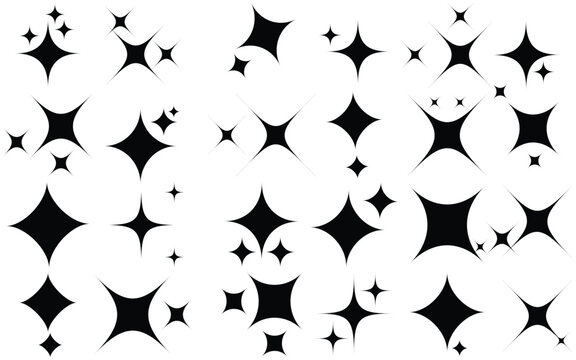 Shine star sparkle icons set. Blink twinkle stars collection. Effect shine, glitter, twinkling and clean vector illustration.