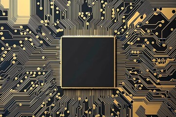 Abstract dark geometric background featuring glowing golden lines and sparkles, creating a modern, futuristic, and elegant design.