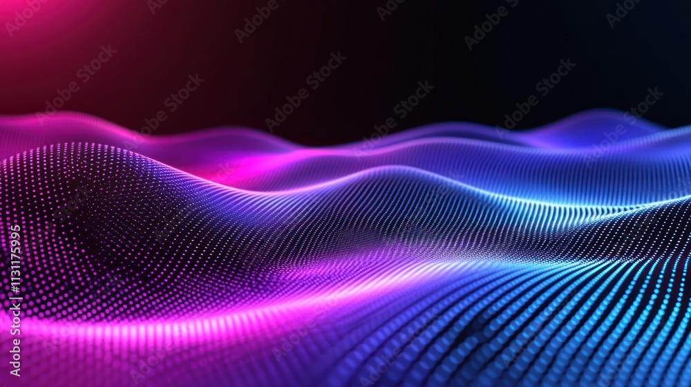 Poster Abstract digital waves in vibrant colors, creating a visually captivating landscape.