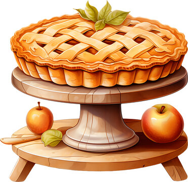 apple pie on wooden stand clip art preview