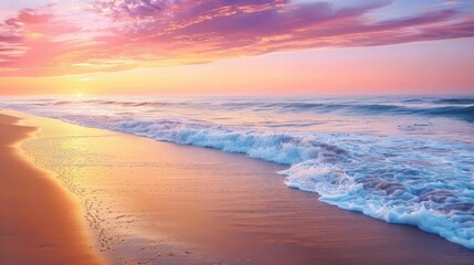 Fototapeta premium Serene Twilight. Tranquil beachscape under the afterglow sky