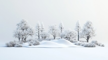 Fototapeta premium Snow landscape on white background 