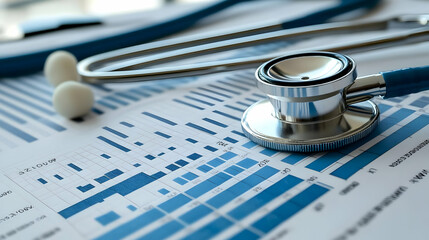 Healthcare Financial Advisor Discussing Budgets with Charts on Bokeh Background for Strategic Financial Planning