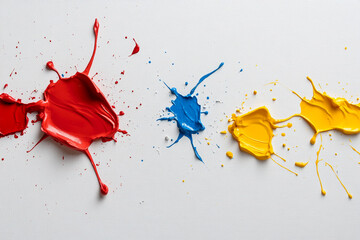 Colorful splashes of paint on a white background