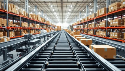 Automated Warehouse Conveyor Belt System Logistics Distribution Center