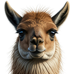 Fototapeta premium Lama isolated on transparent background png, portrait