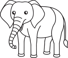A cute happy gray baby elephant cartoon character is a funny vector illustration of a big wild animal designed for a fun safari or zoo nature art project