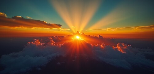 Fototapeta premium Aerial View of a Brilliant Sky Burst, Captured in Vivid Detail