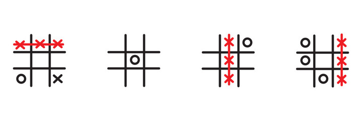 Tic tac toe game With illustration style doodle and line art