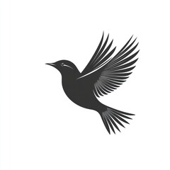 Obraz premium Silhouette of a bird in flight, wings spread wide, minimalist design. (1)