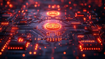 Obraz premium Digital tunnel showcases futuristic technology with illuminated patterns and brilliance photo