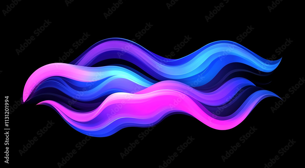 Poster colorful abstract waves in vibrant blue, purple, and pink tones create a dynamic visual effect on a 