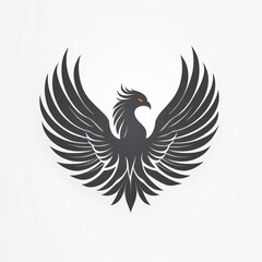 Obraz premium Dark stylized phoenix logo, wings outstretched.