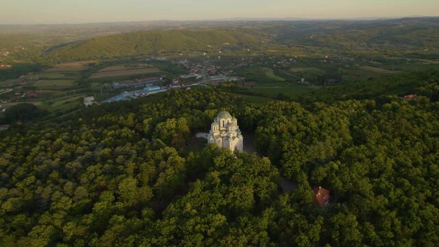 aerial view on the orthodox monastery Oplenac in Serbia