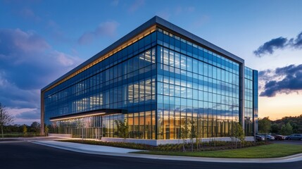 Obraz premium large office building on a sunset