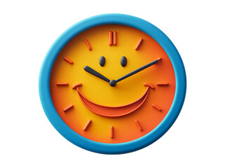 Colorful Smiley Face Clock on Transparent Background for Creative Use