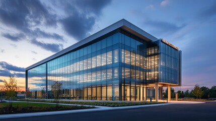 Obraz premium large office building on a sunset