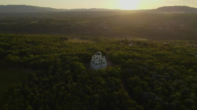 aerial view on the orthodox monastery Oplenac in Serbia