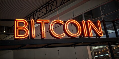 Fototapeta premium bitcoin neon sign board