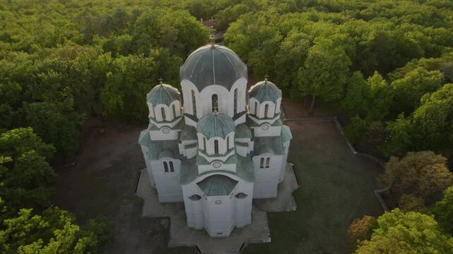 aerial view on the orthodox monastery Oplenac in Serbia