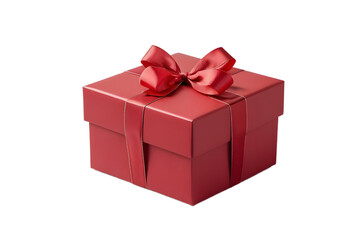 Obraz premium A red gift box with a satin ribbon bow, perfect for e-commerce.