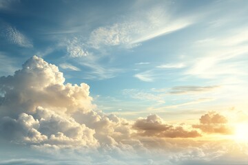 Colorful clouds illuminated by the setting sun over a peaceful sky at twilight