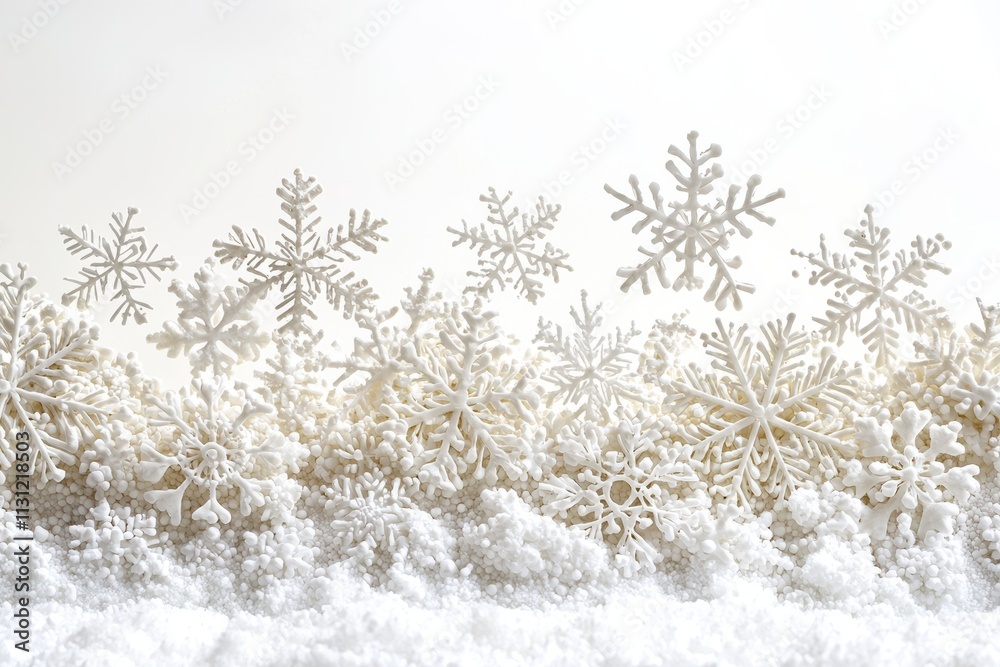 Fototapete winter snowflakes falling on top section of the image, empty space for text on the bottom 