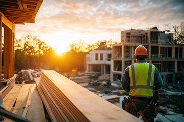 Fototapeta premium Contractor company performs works, construction, repairs