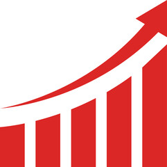 Red Growing Graph sign vector increasing arrow sign
