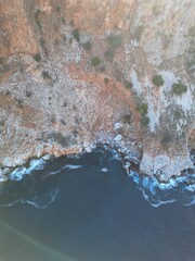 top view of rocky seashore