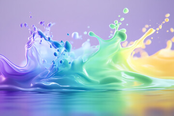 Obraz premium A vibrant splash of colorful liquid creating mesmerizing patterns and textures.