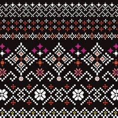 Ethnic Figure aztec embroidery style. Geometric ikat oriental traditional art pattern.Design for ethnic background,wallpaper,fashion,clothing,wrapping,fabric,element,sarong,graphic,vector illustration