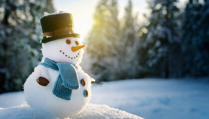 Obraz premium A Closed-Up Shot of A Happy Snowman