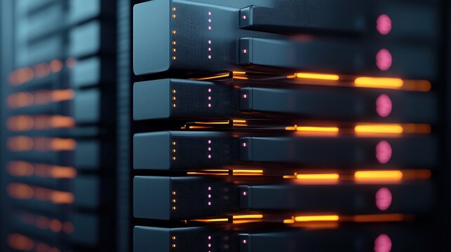 Futuristic technology background showcasing web storage systems and AI server networks for global business and social media integration