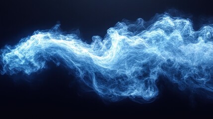 Abstract blue glowing smoke wave.