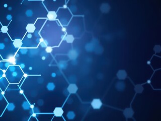 Abstract technology background featuring a grid of interconnected hexagons illuminated in various shades of blue and white, abstract, background