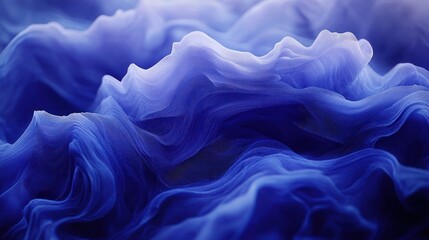 Obraz premium Abstract close-up view of flowing, rippled, and wavy, translucent blue and lavender fabric.