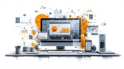 46 Visualize the impact of digital marketing and online presence with compelling imagery that illustrates e-commerce, social media influence, digital advertising, and consumer behavior