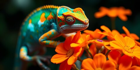 Obraz premium colorfull chameleon on a leaf