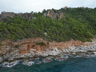 top view of rocky seashore