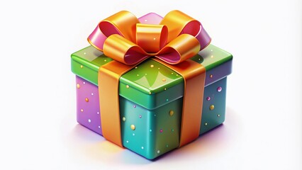 Naklejka premium A realistic 3D gift box icon designed for holiday promotions, perfect for product photography and marketing. Ideal for conveying surprise and festive cheer in visuals.