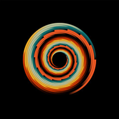 Gradient spiral vortex on black background